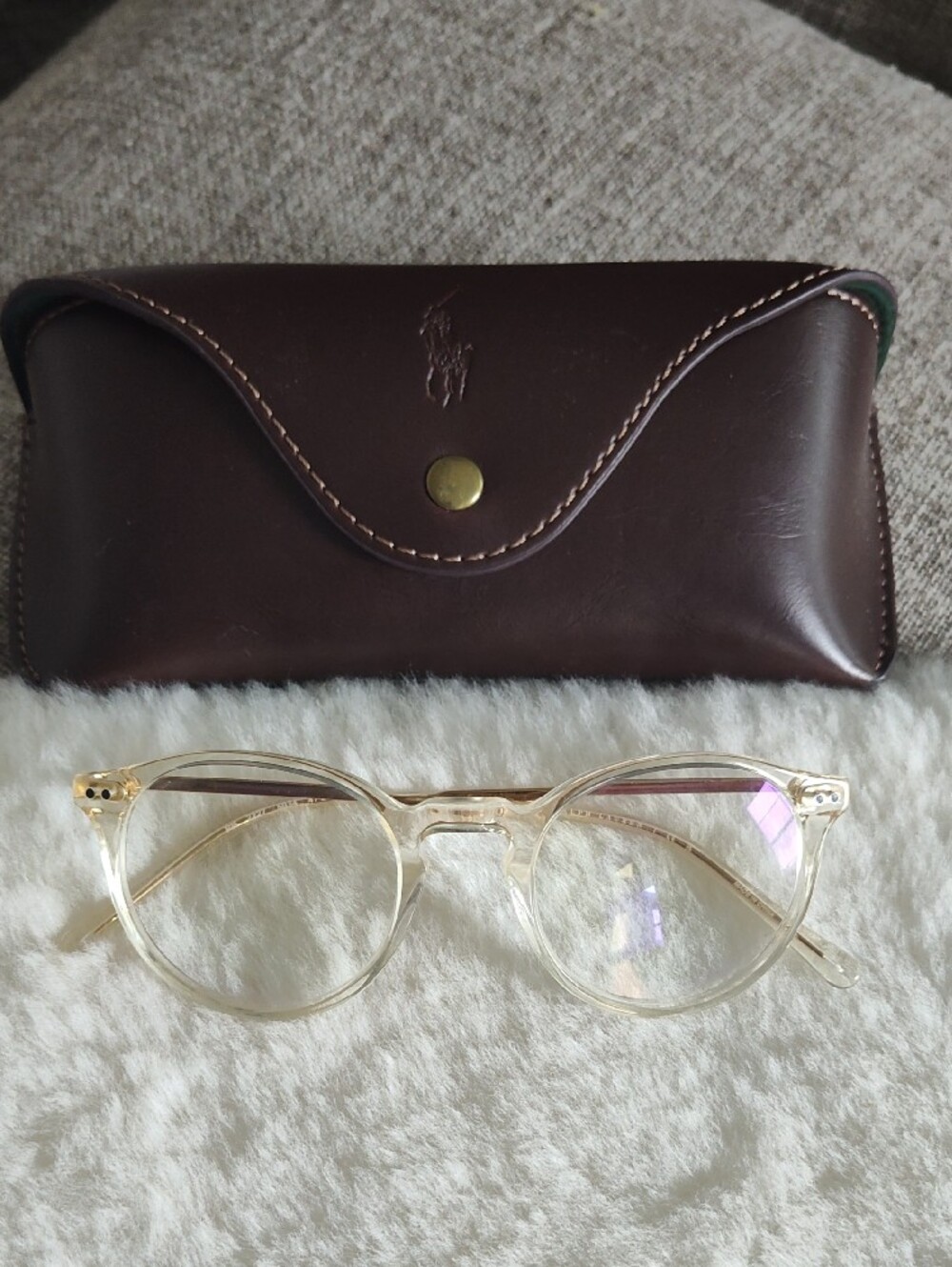 Ralph Lauren Clear Round Optical Glasses with Brown Case